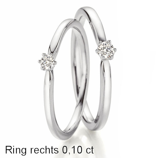 Weissgold Solitaire Ring mit 0,10 ct Brillant